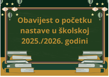 Obavijest o početku nastave
