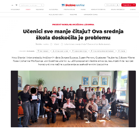 Naš projekt WordLab: književna ljekarna u Školskim novinama